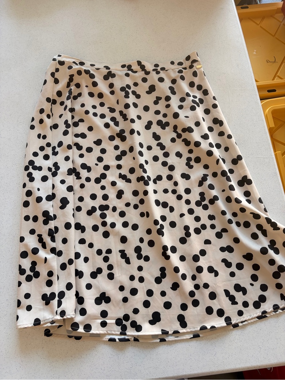Tahari Black Polka Dot A-Line Skirt on Cream